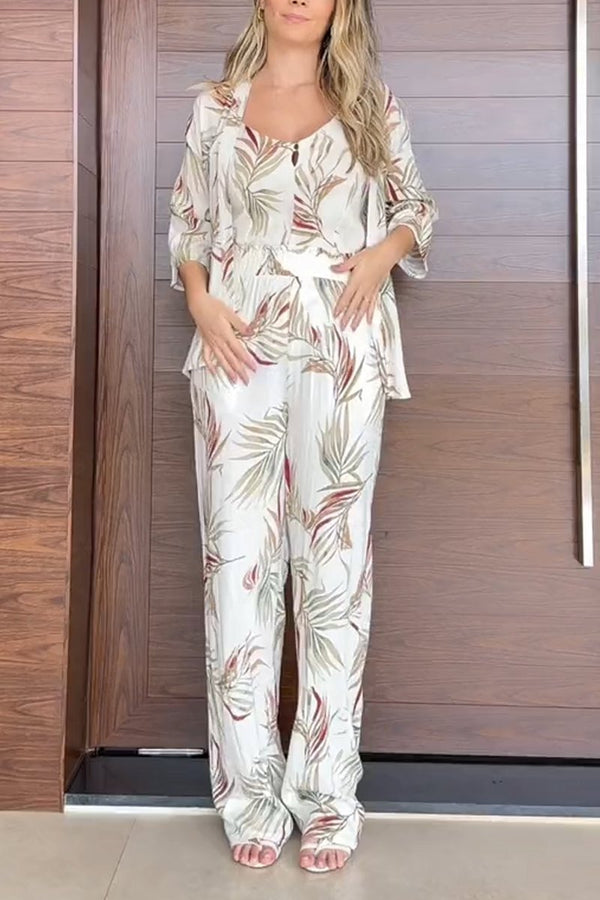 Women's Printed Jumpsuit + Top Set