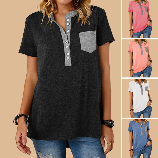 Single Breasted Loose Casual Short Sleeve T-Shirt