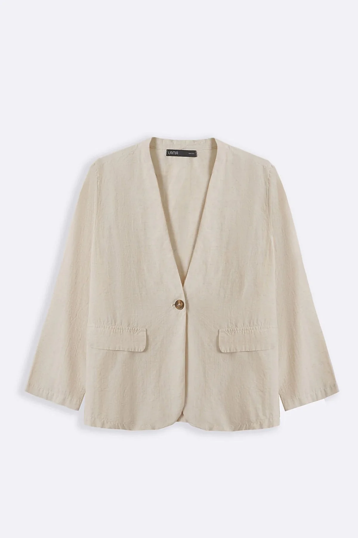 COLLARLESS LINEN BLAZER - Image 2