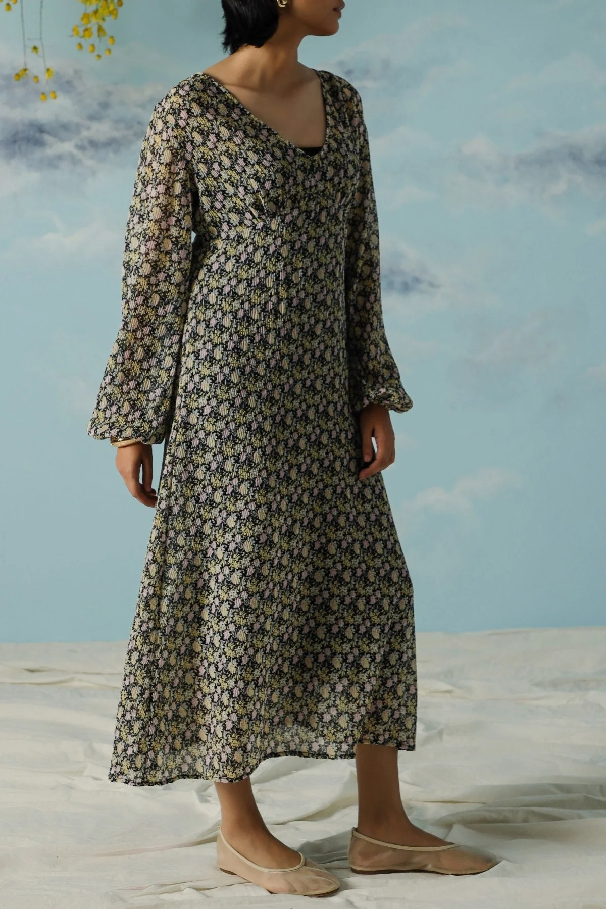 CRINKLE FULL-LENGTH DRESS - Image 2