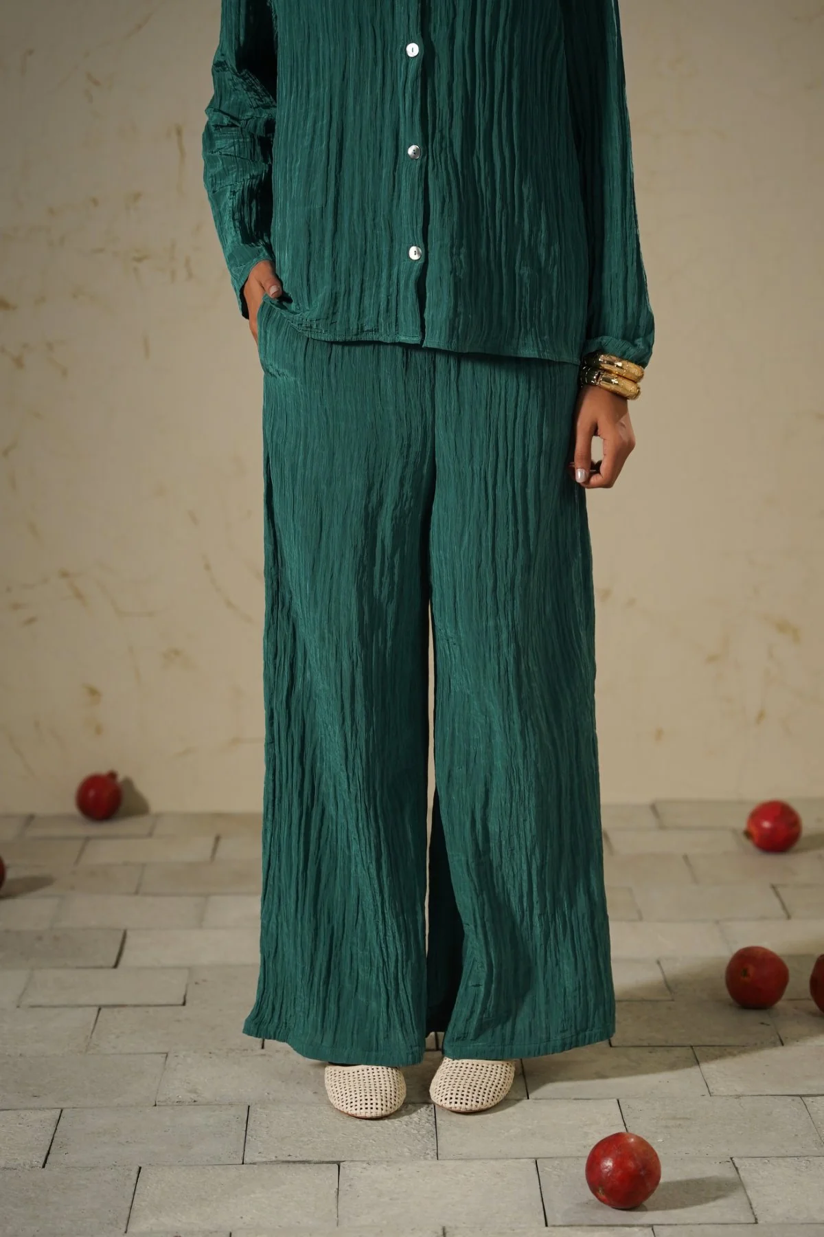 CRINKLE WIDE PANTS