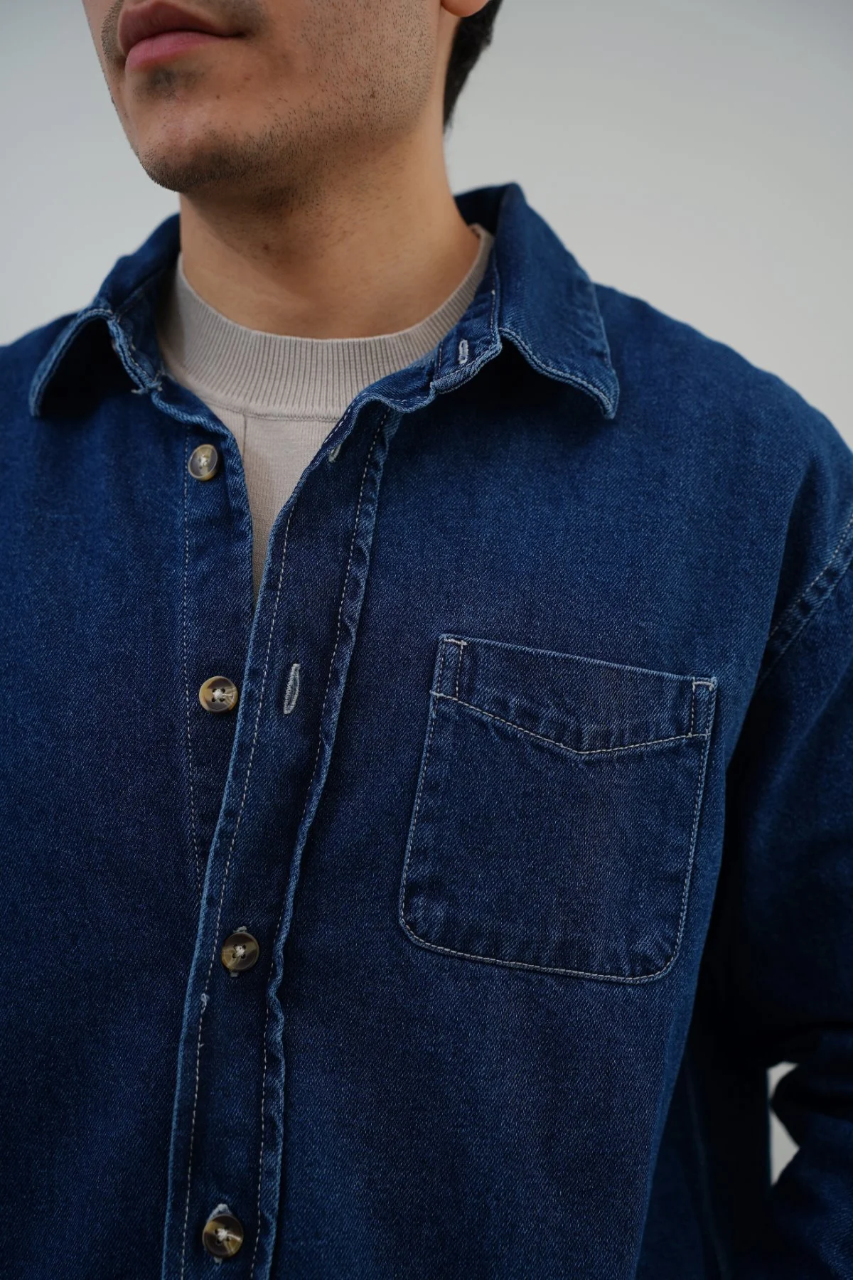 DARK WASH DENIM SHIRT