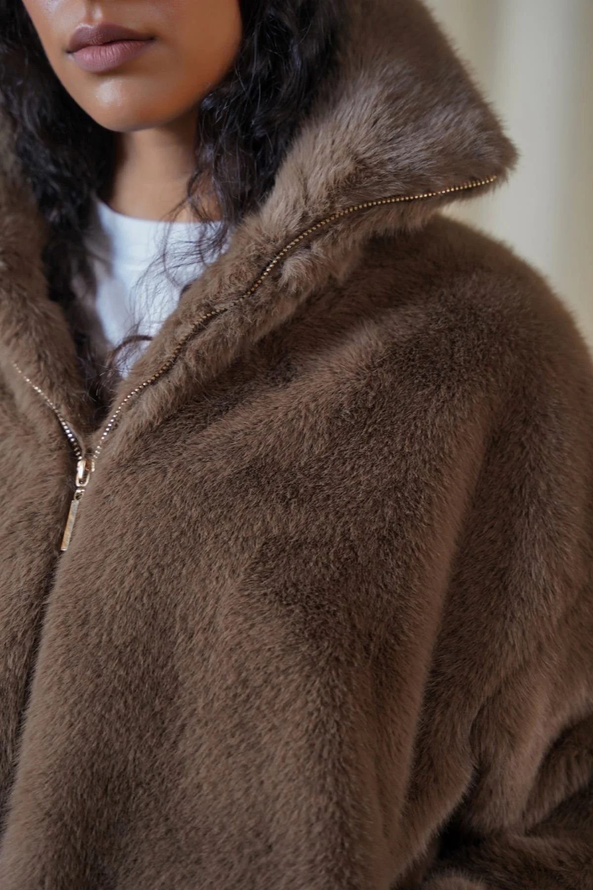 FUNNEL NECK FUR JACKET - Image 5