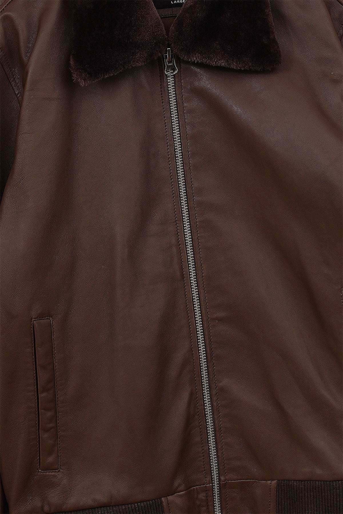 LEATHER JACKET WITH DETACHABLE COLLAR - Image 10
