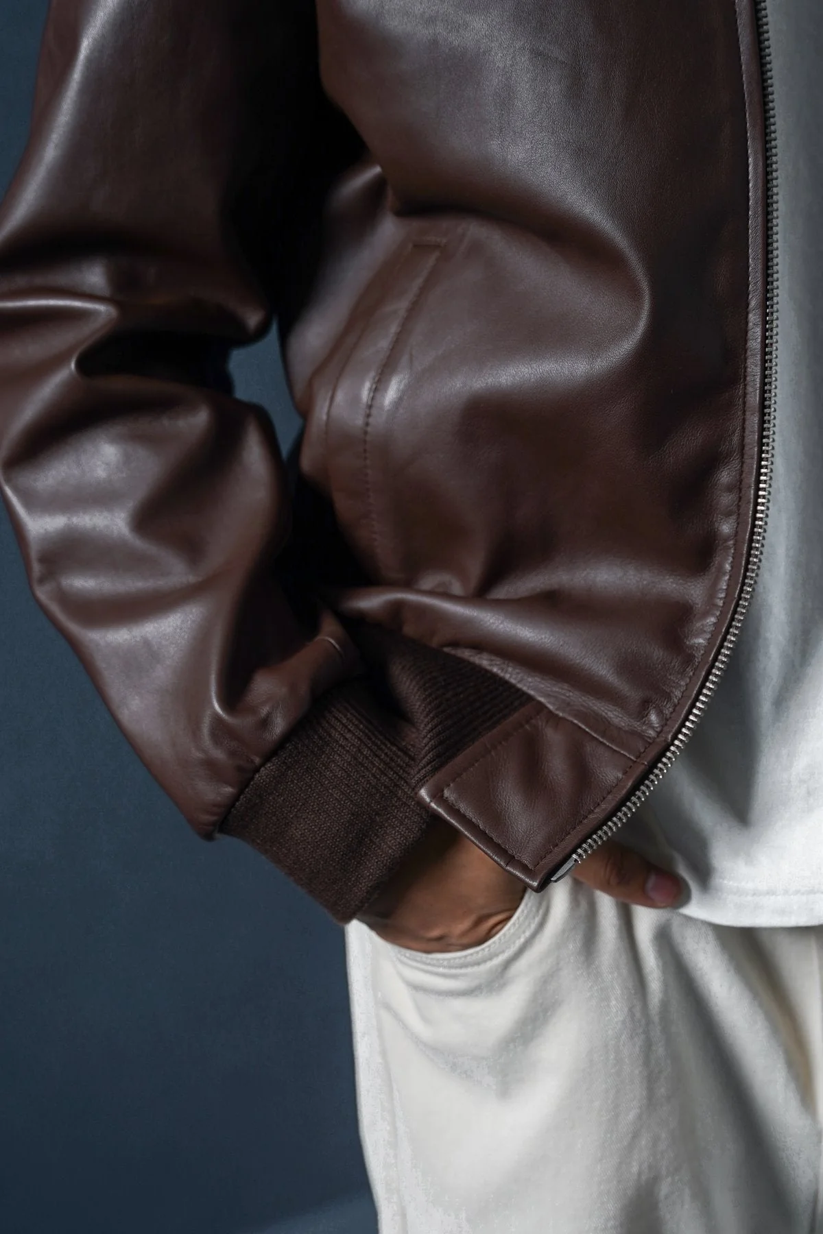 LEATHER JACKET WITH DETACHABLE COLLAR - Image 9