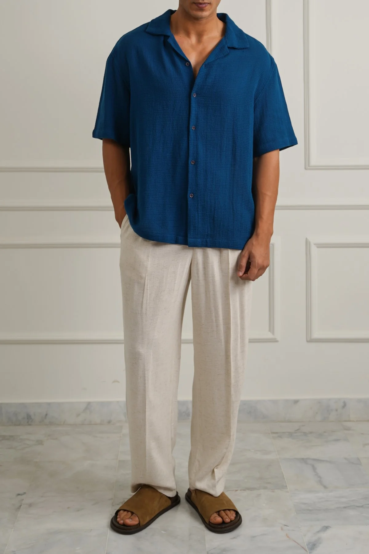 LINEN BLEND BAGGY PANTS - Image 4