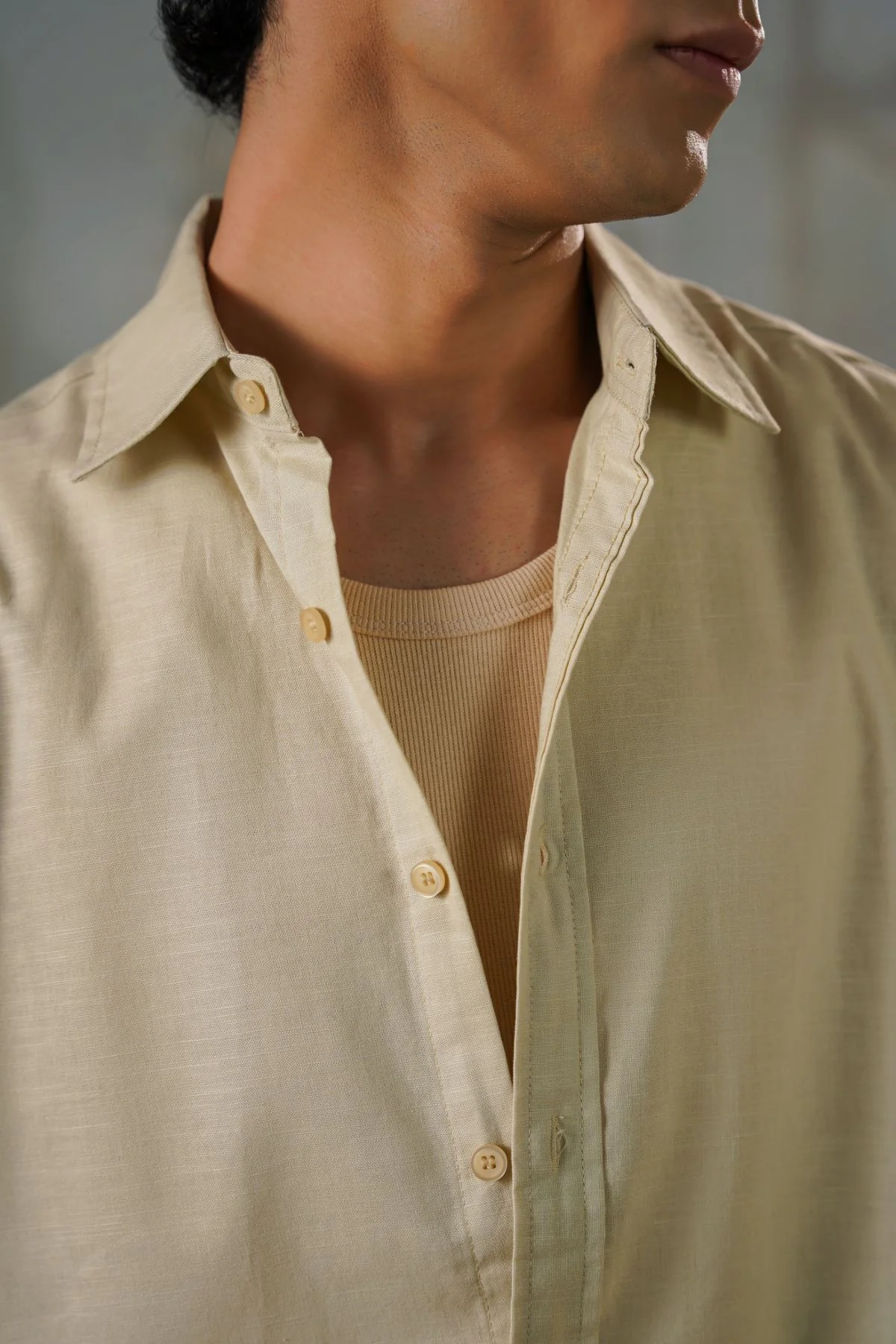 LINEN BLEND BUTTON DOWN SHIRT - Image 3