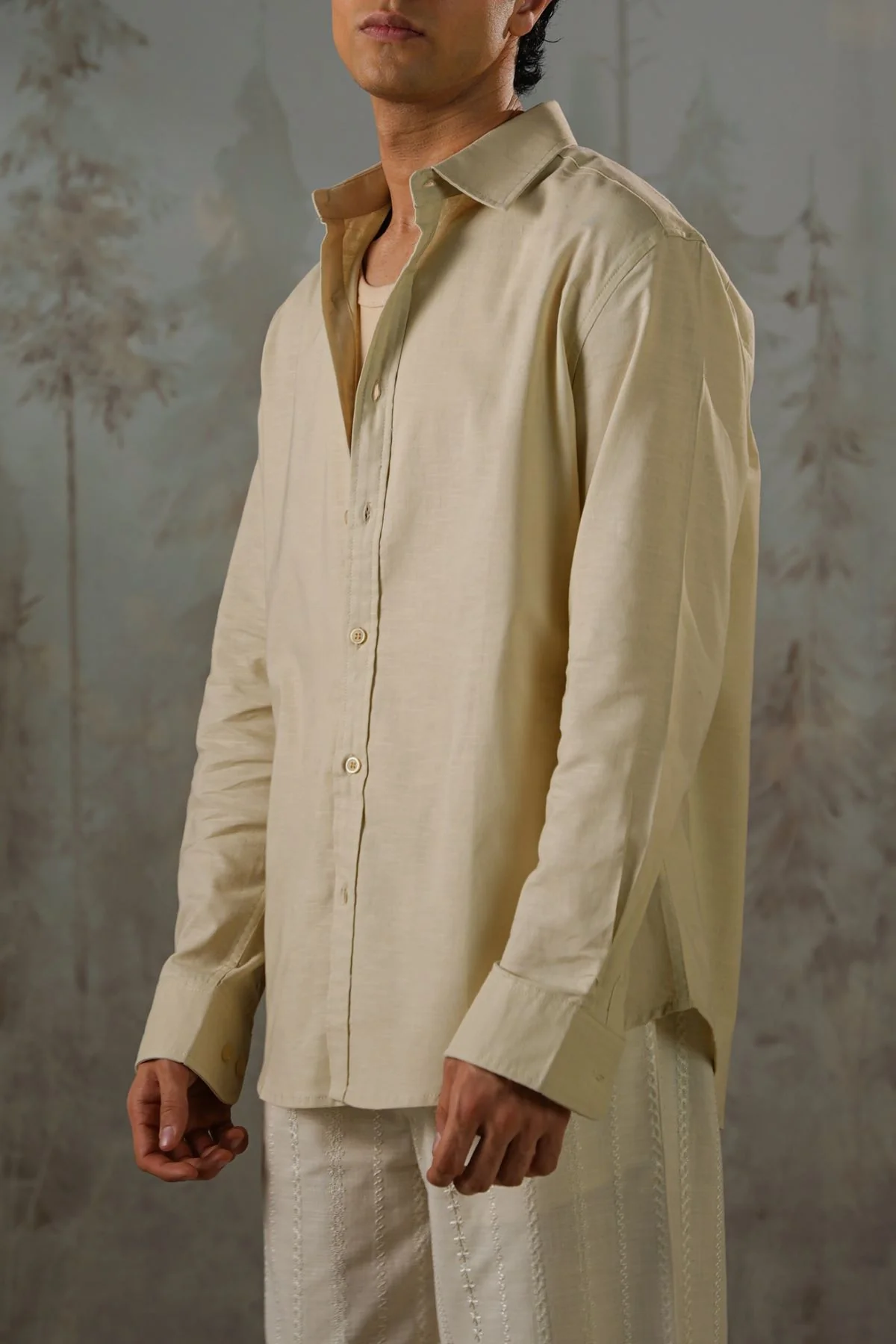 LINEN BLEND BUTTON DOWN SHIRT - Image 6