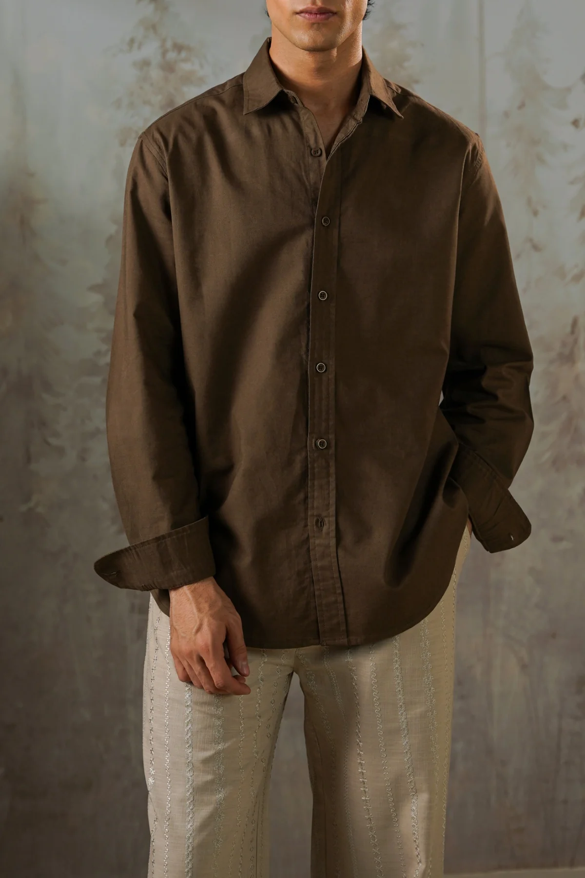 LINEN BLEND BUTTON DOWN SHIRT