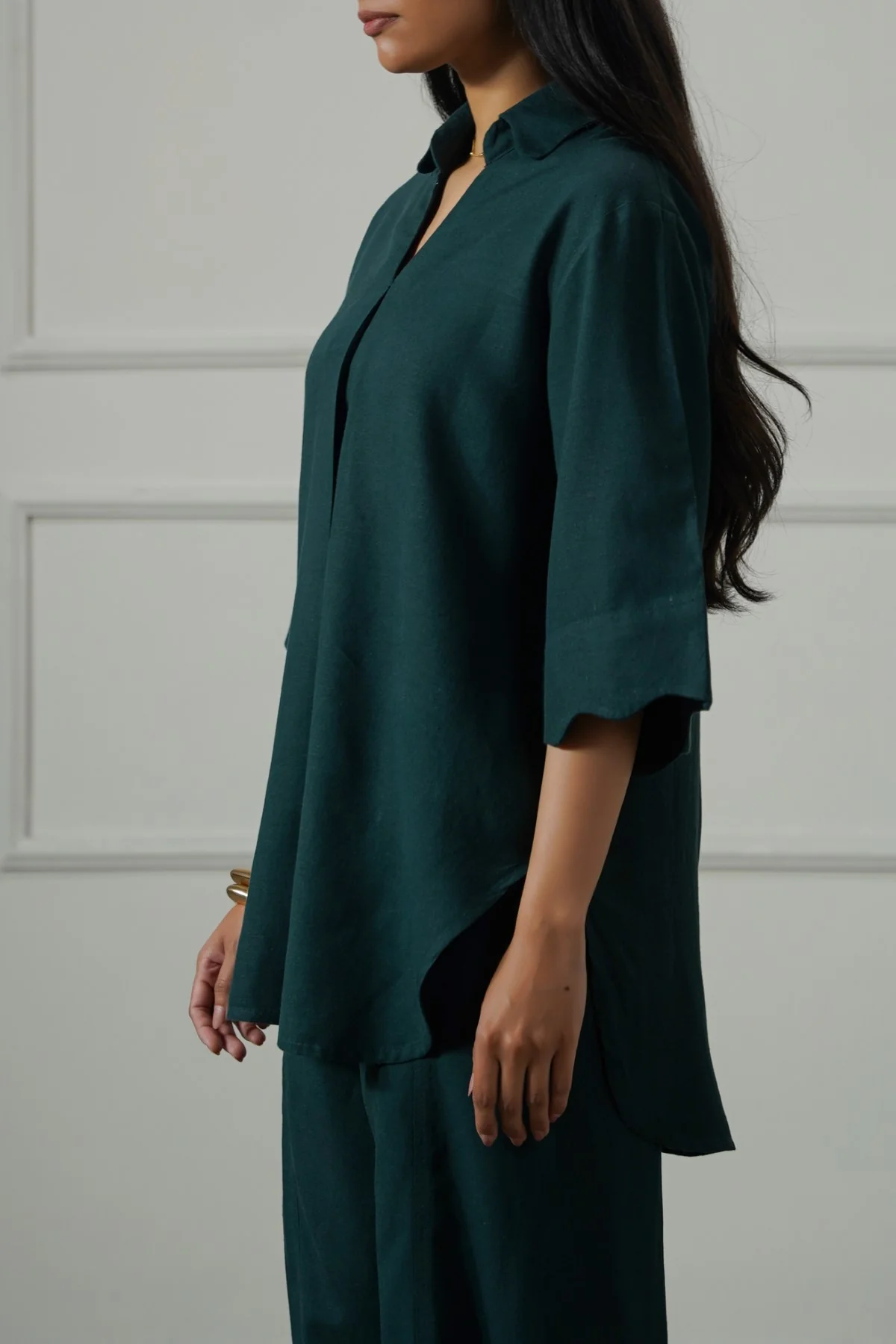 LINEN BLEND SCALLOP SHIRT - Image 7