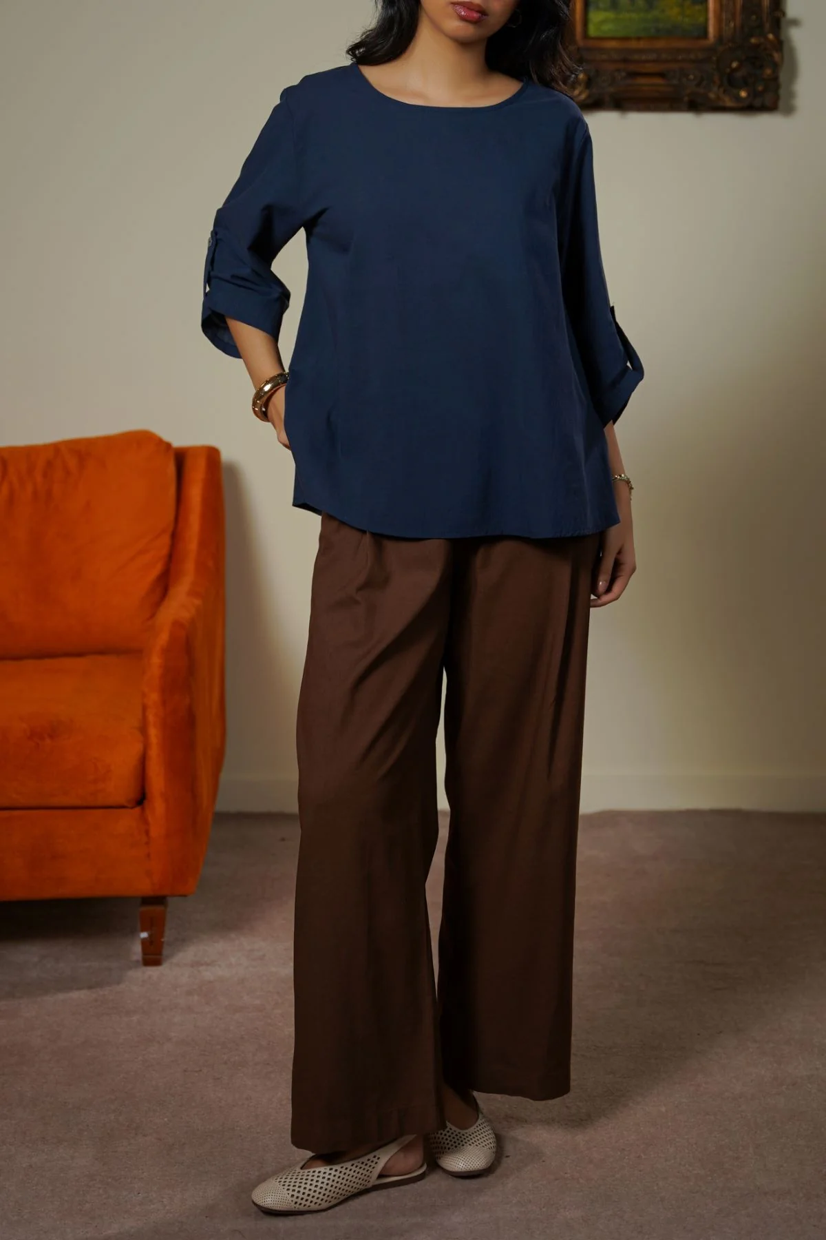 PLEAT LINEN BLEND PANTS