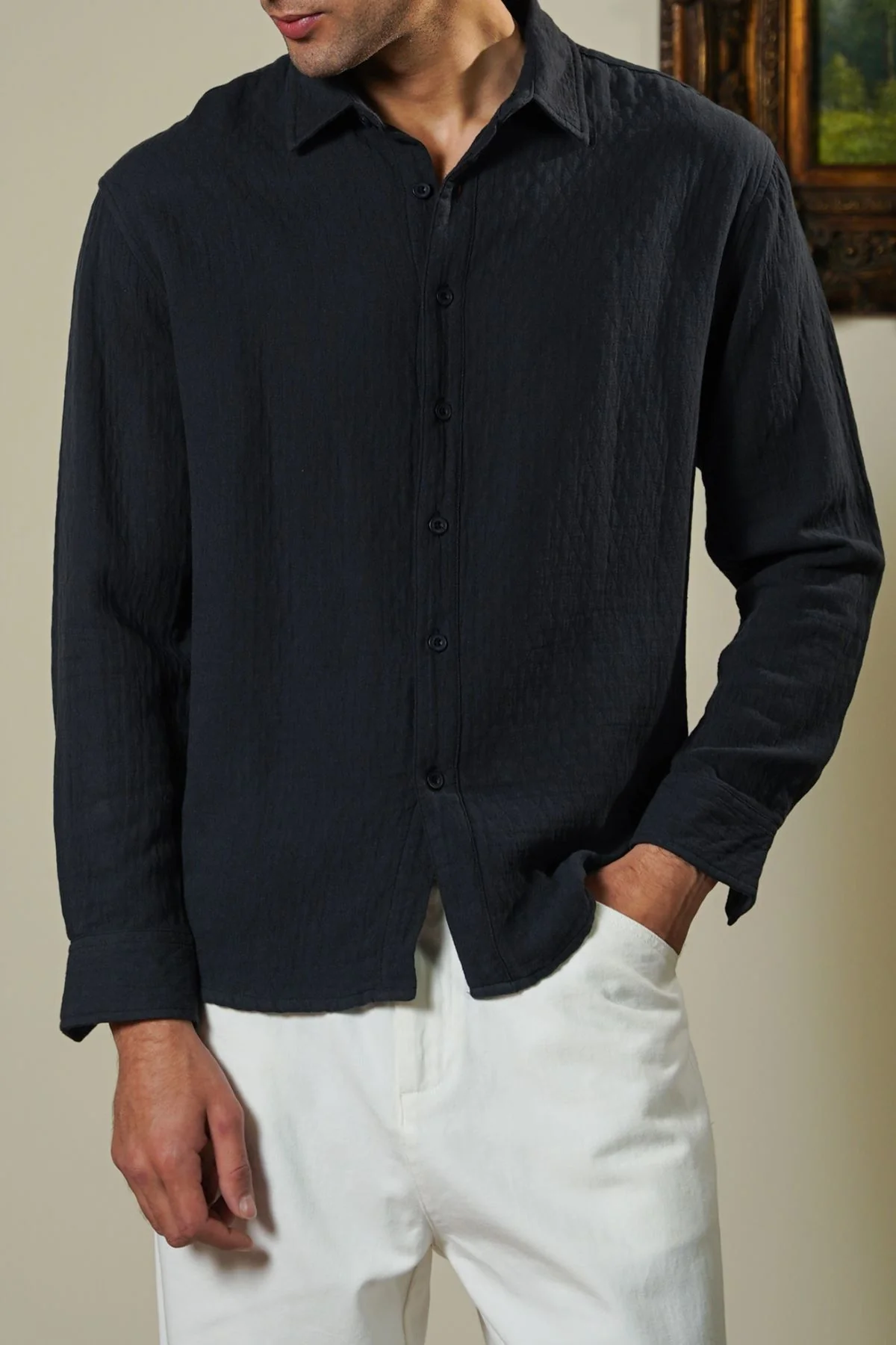 QUILT EFFECT JACQUARD SHIRT