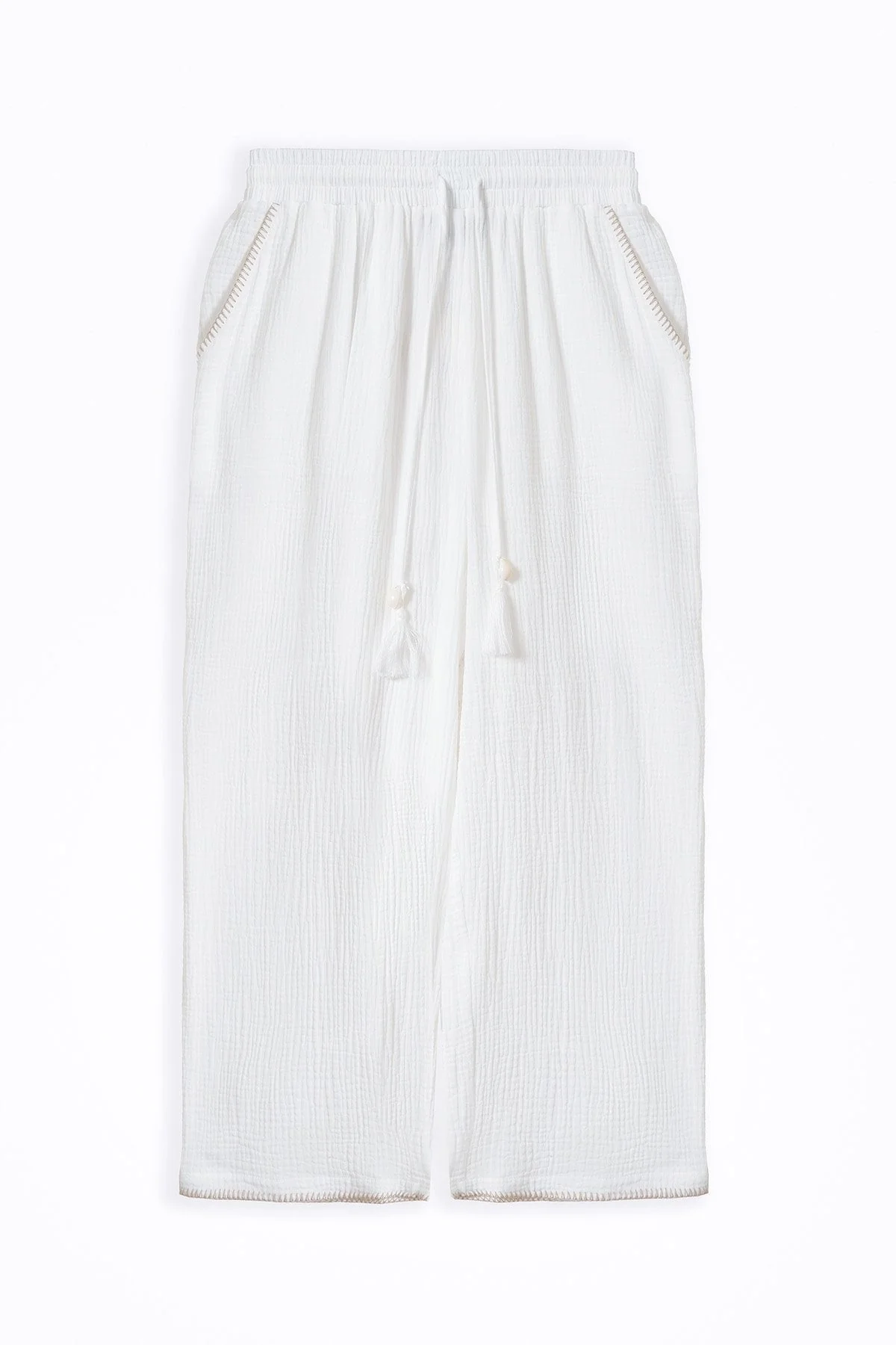 RESORT EMBROIDERED WIDE PANTS
