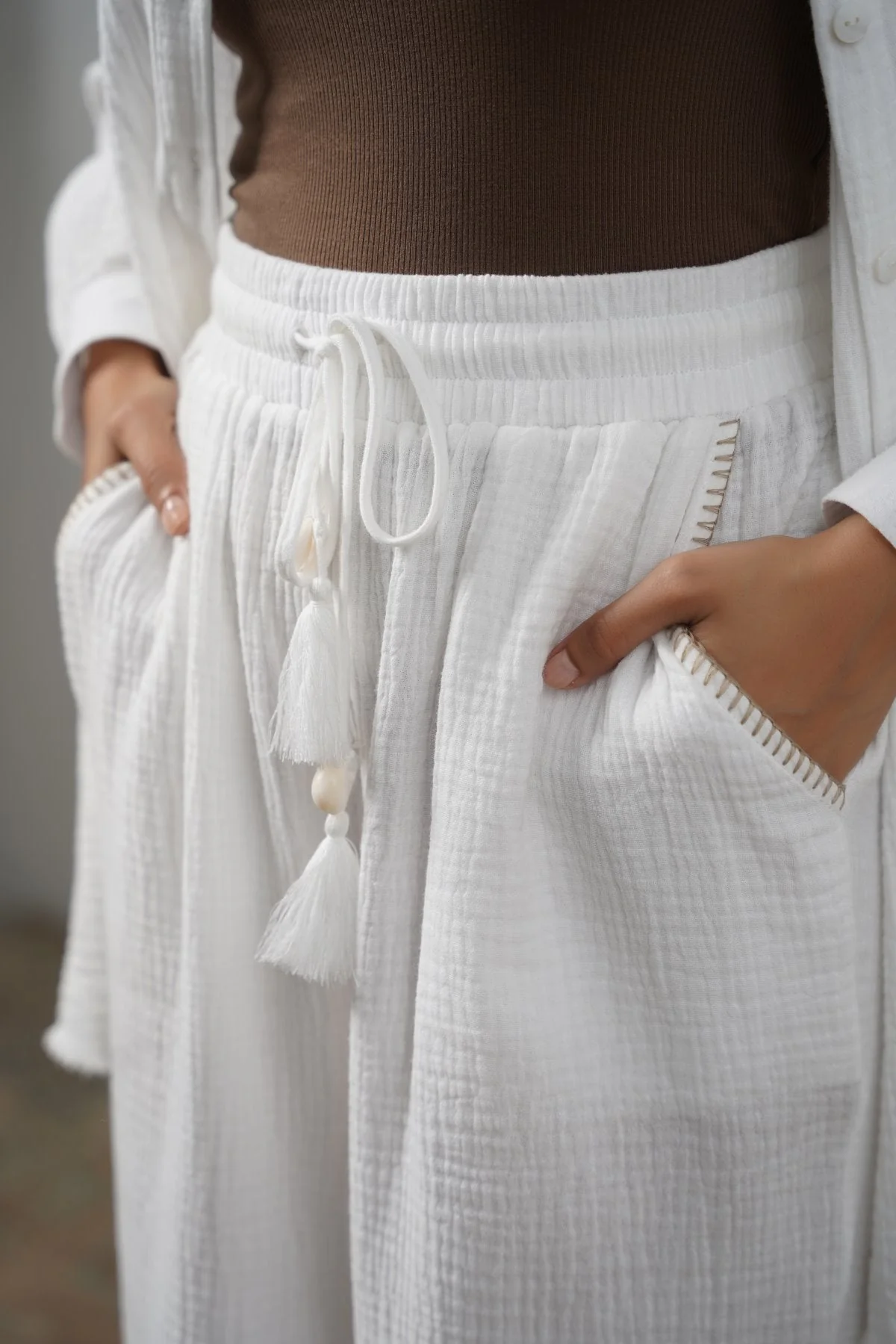 RESORT EMBROIDERED WIDE PANTS - Image 3
