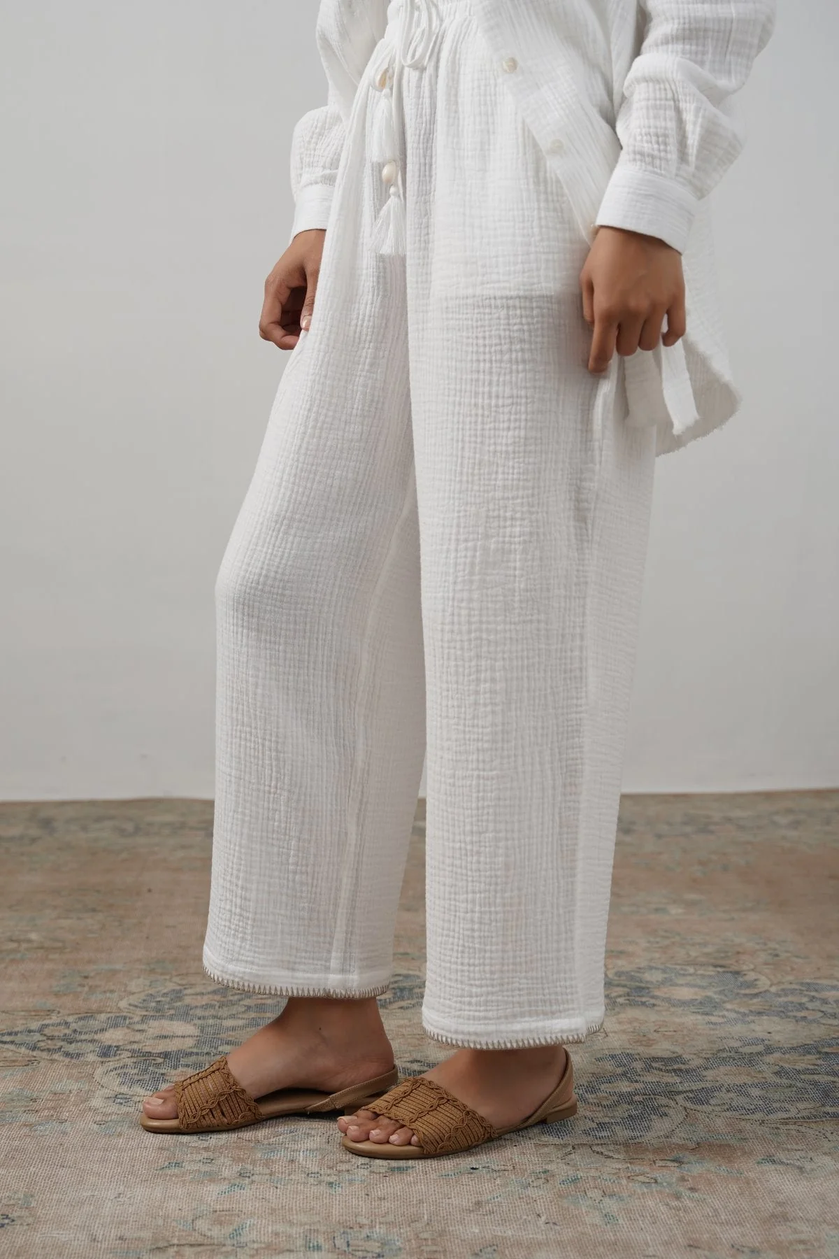 RESORT EMBROIDERED WIDE PANTS - Image 5