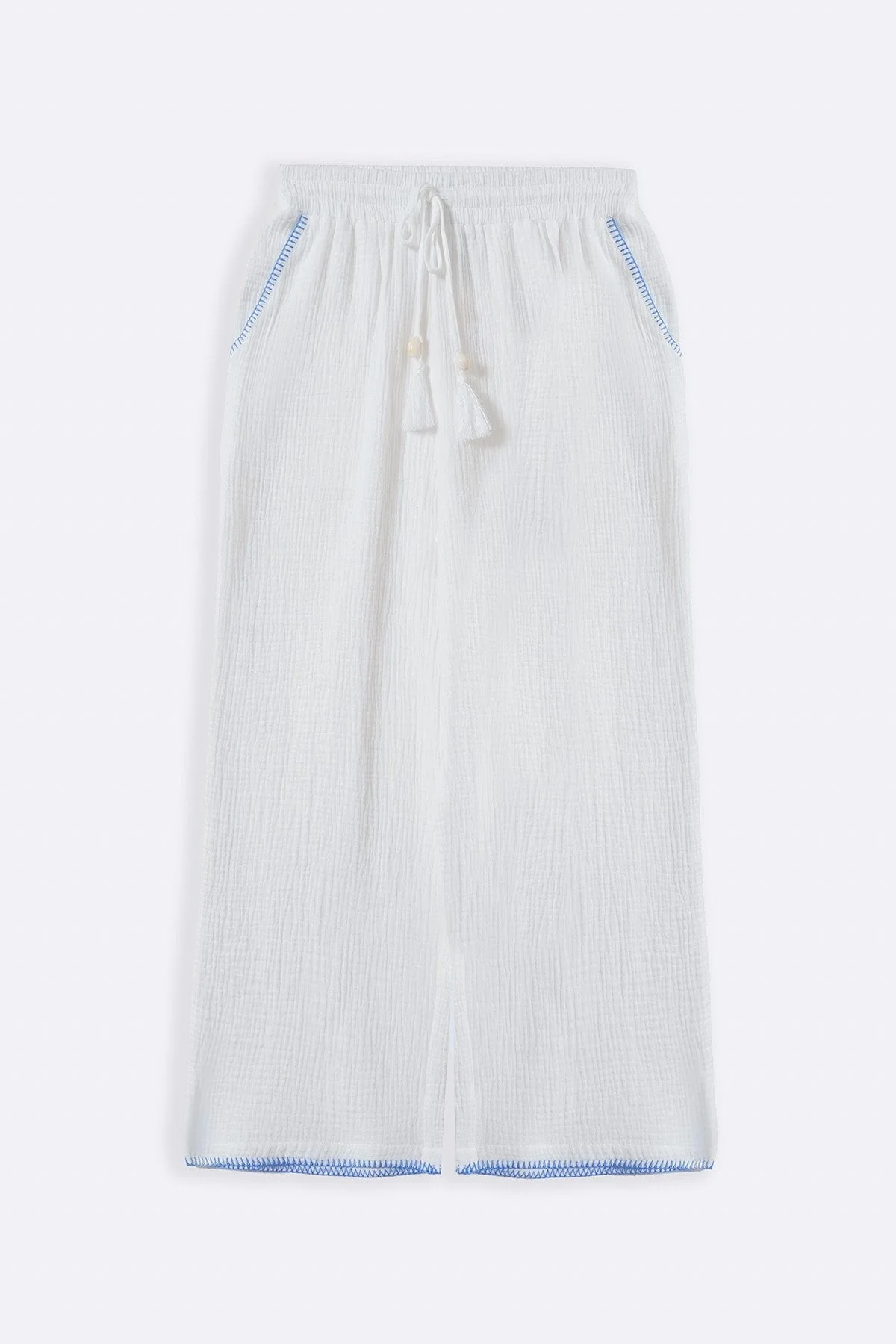 RESORT EMBROIDERED WIDE PANTS