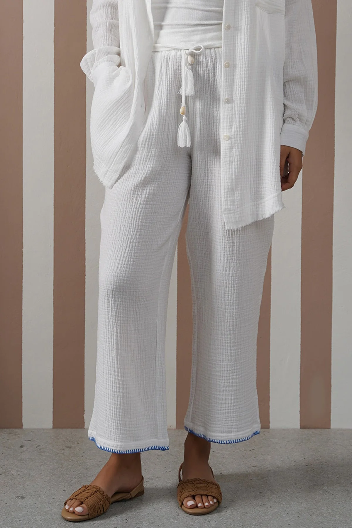RESORT EMBROIDERED WIDE PANTS - Image 2