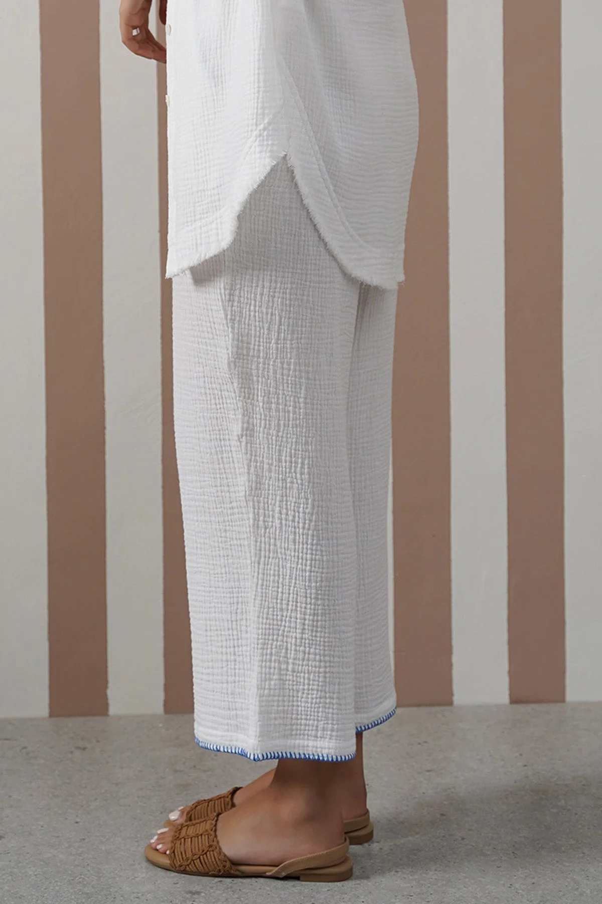 RESORT EMBROIDERED WIDE PANTS - Image 5