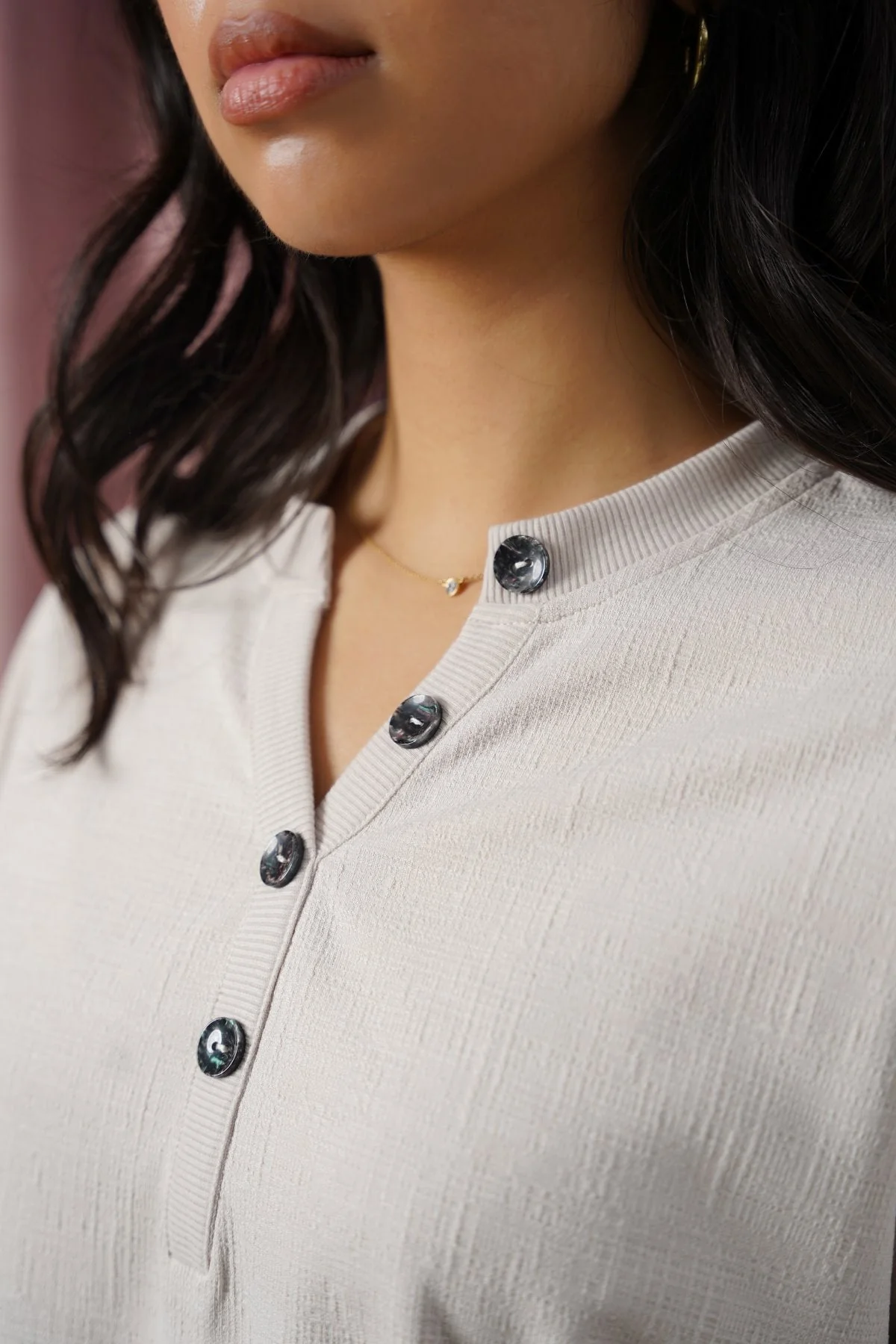 STRETCHY HENLEY TOP - Image 3
