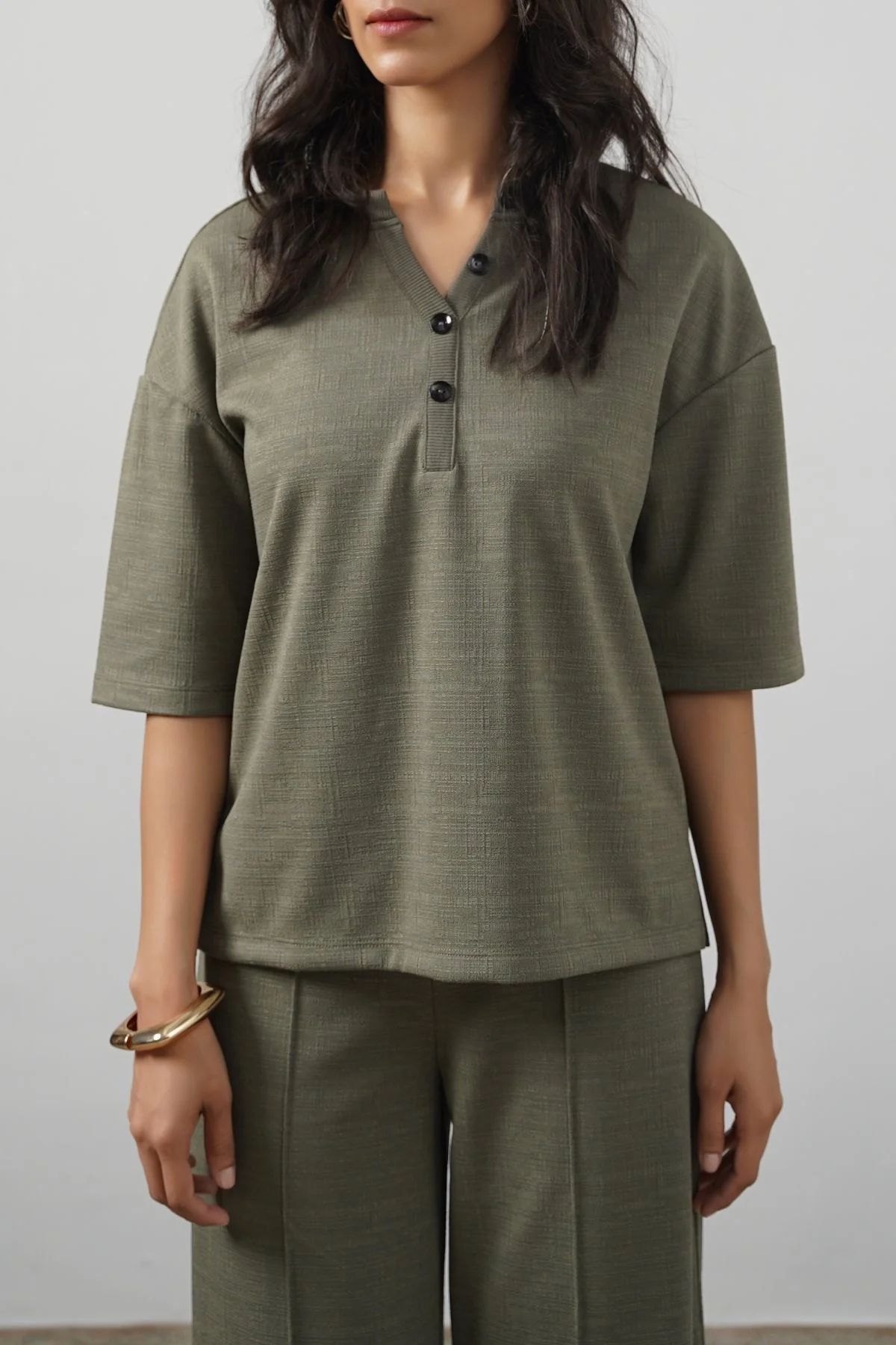 STRETCHY HENLEY TOP - Image 2