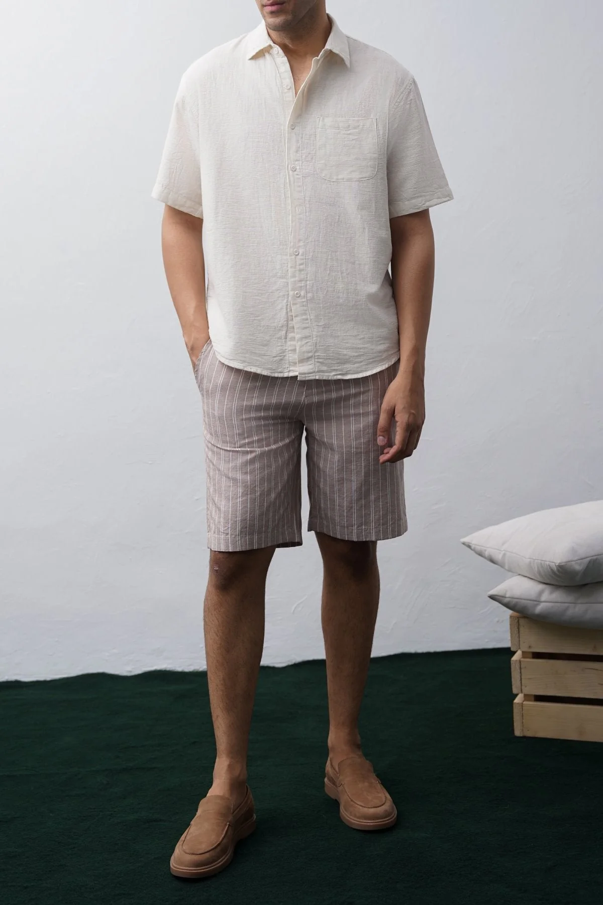 STRIPED SHORTS WITH LINEN - Image 3