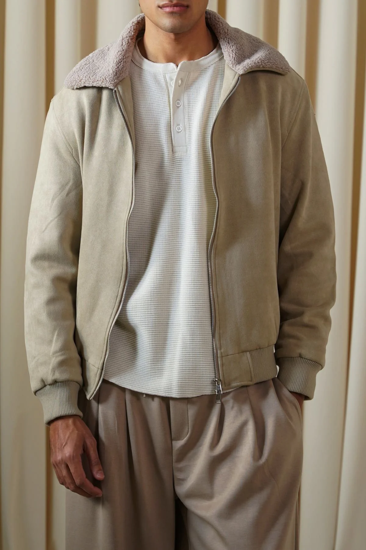 SUEDE EFFECT SHERPA JACKET