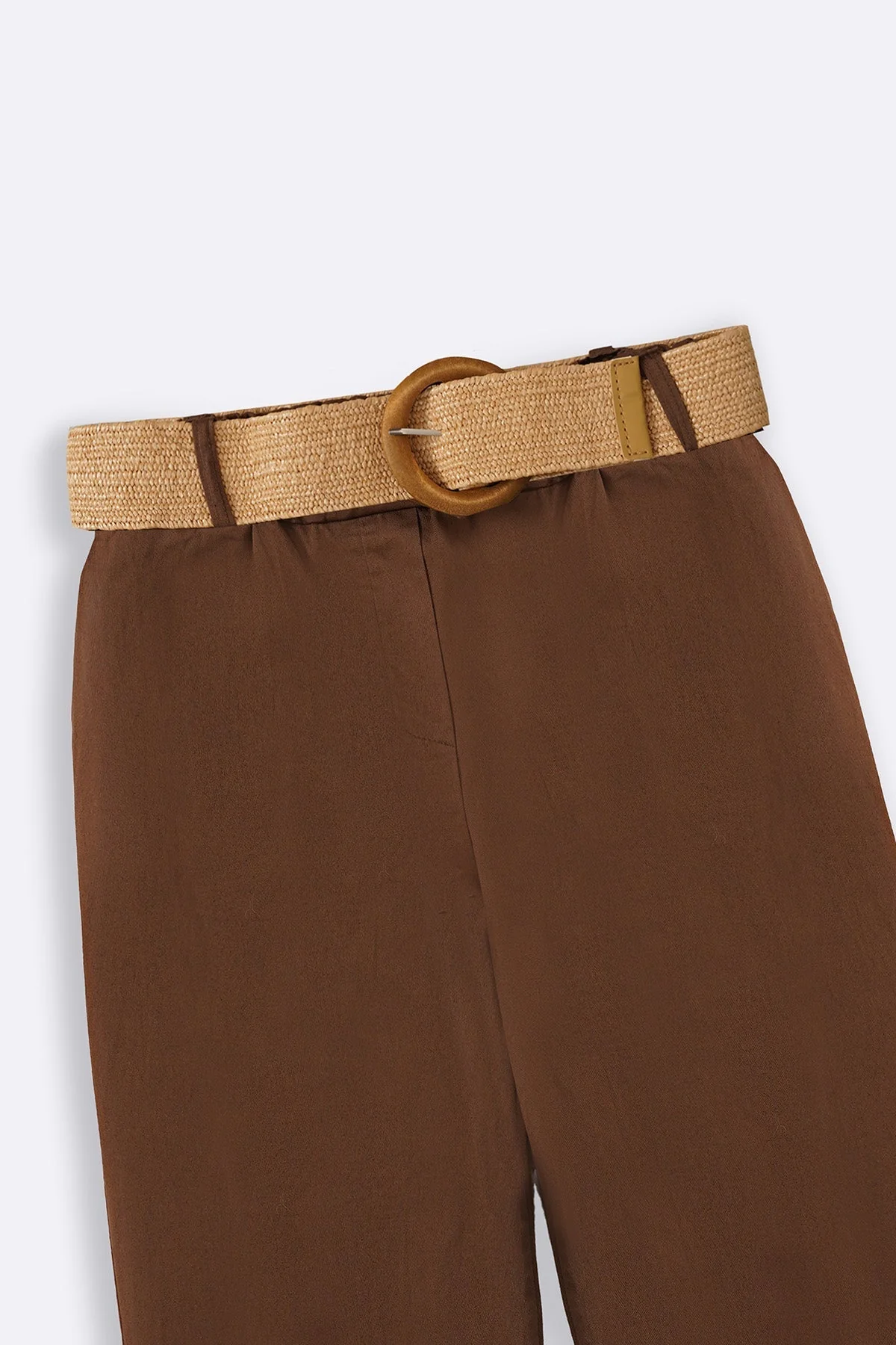 TAPERED COTTON PANTS WITH BELT - Image 6