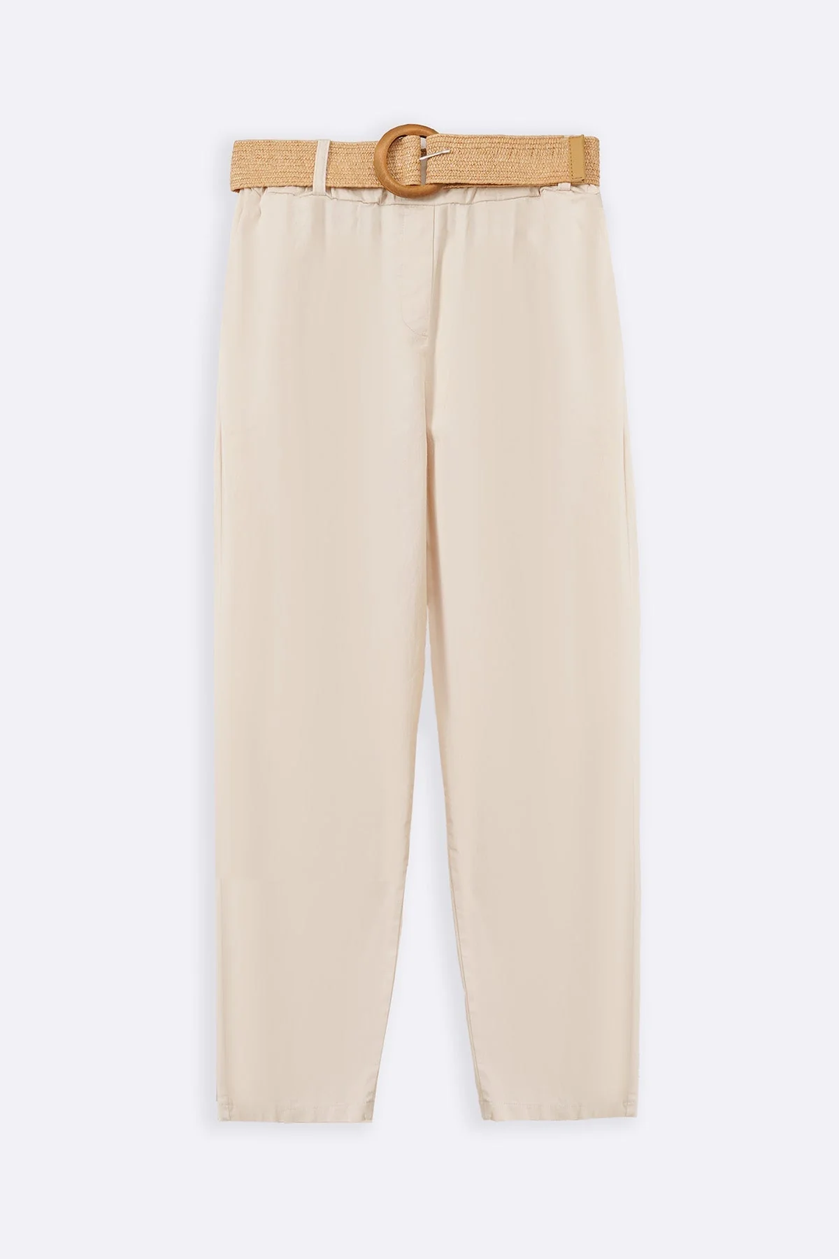 TAPERED COTTON PANTS WITH BELT