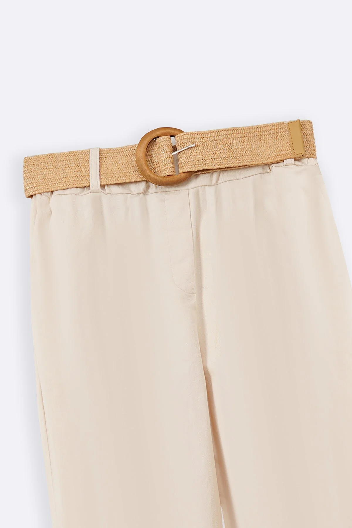 TAPERED COTTON PANTS WITH BELT - Image 5