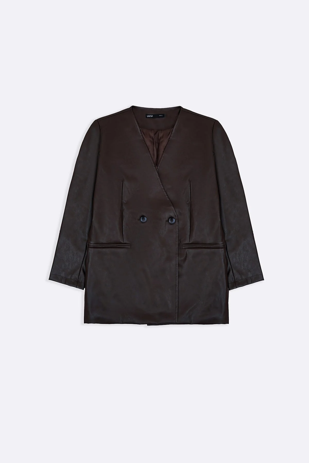 COLLARLESS LEATHER BLAZER - Image 4