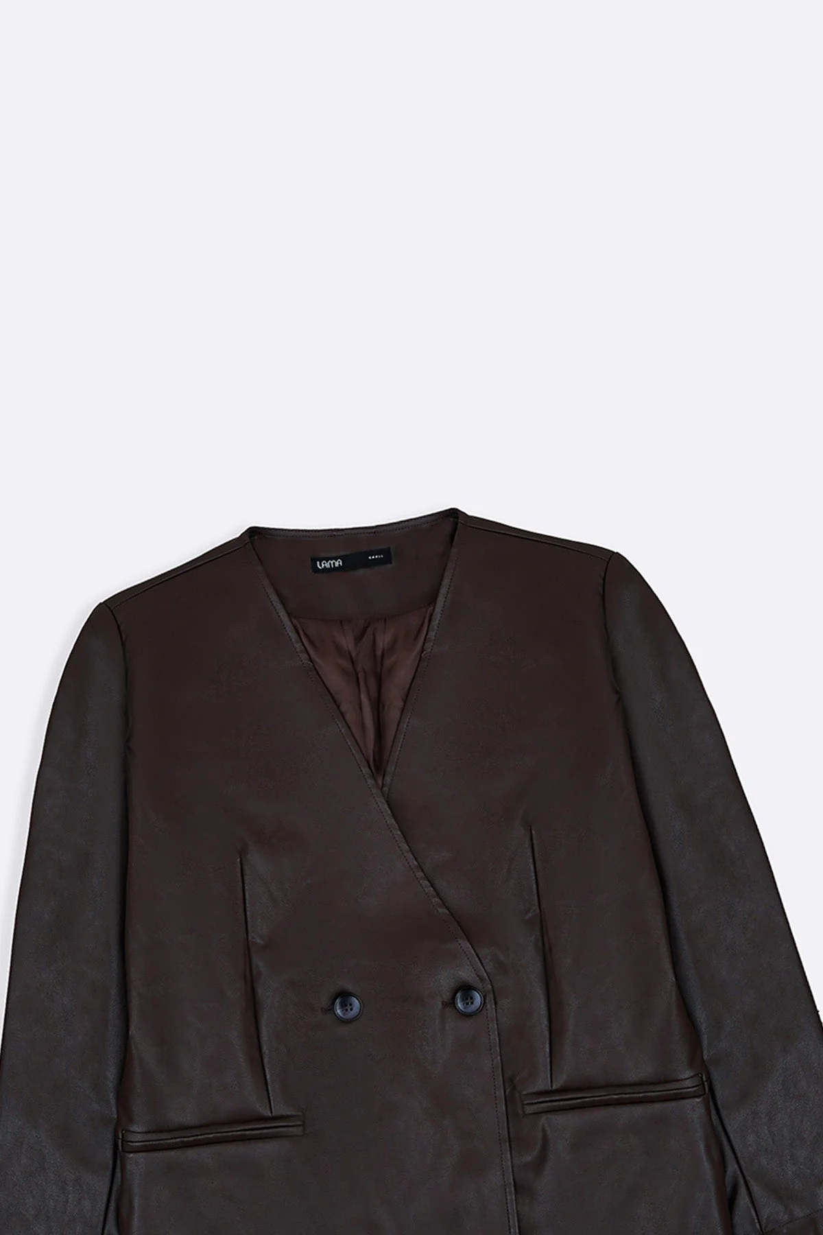 COLLARLESS LEATHER BLAZER - Image 9