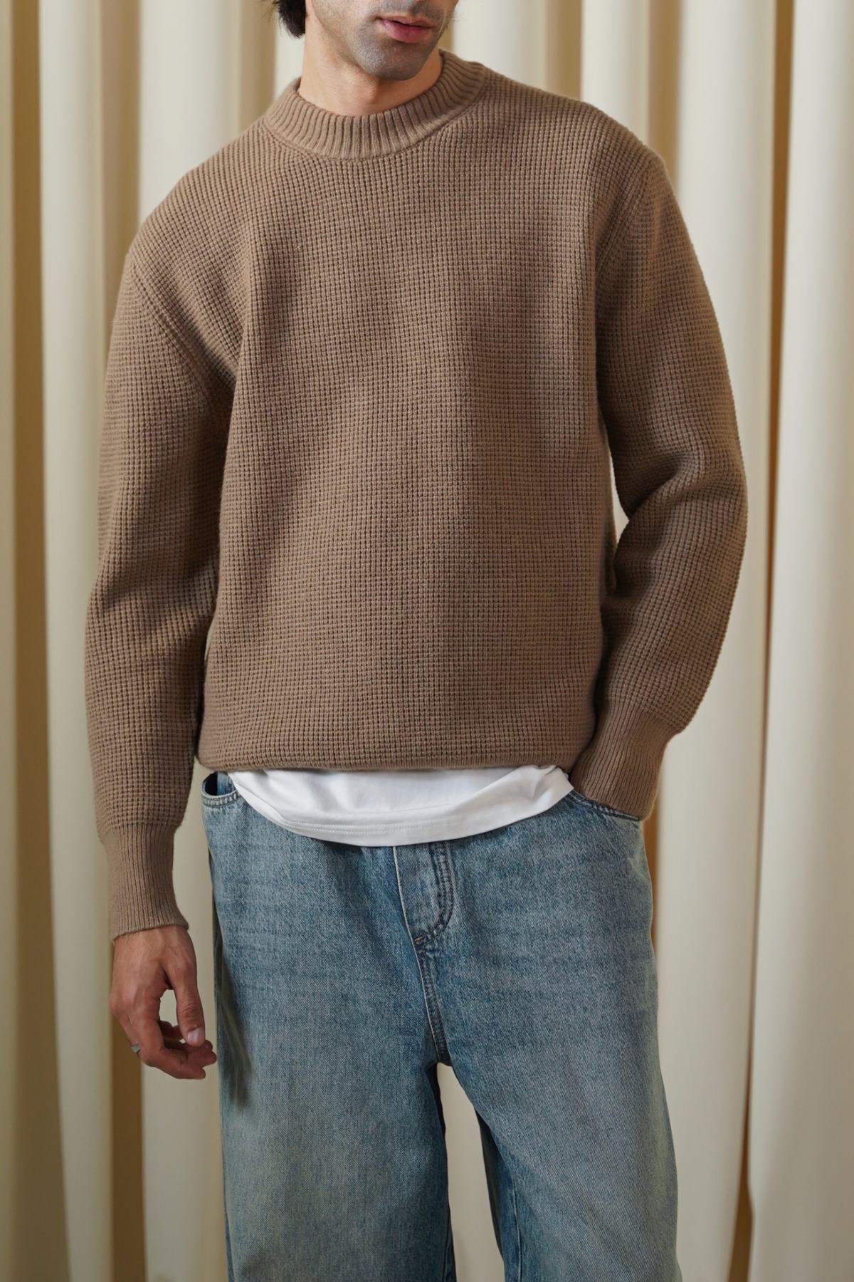 WAFFLE KNIT SWEATER