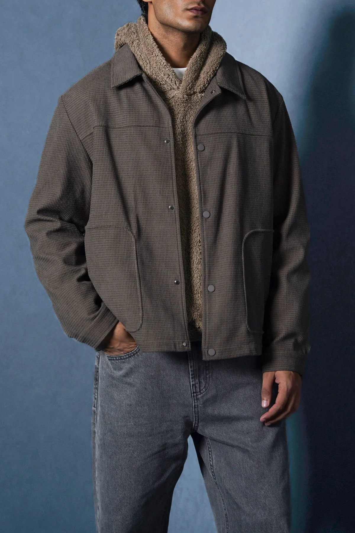 WAFFLE-TEXTURED JACKET
