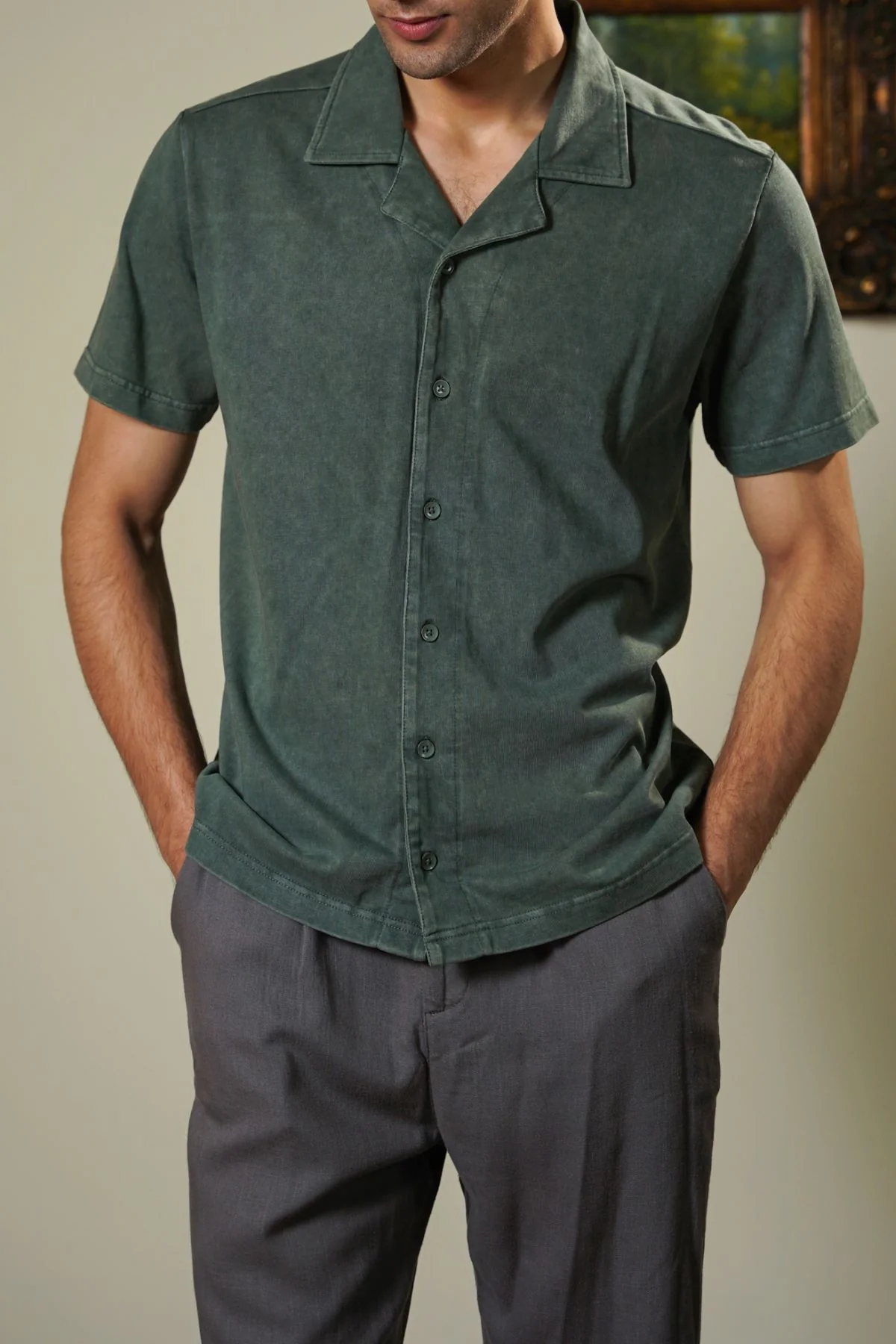 WASHED EFFECT SAFARI SHIRT