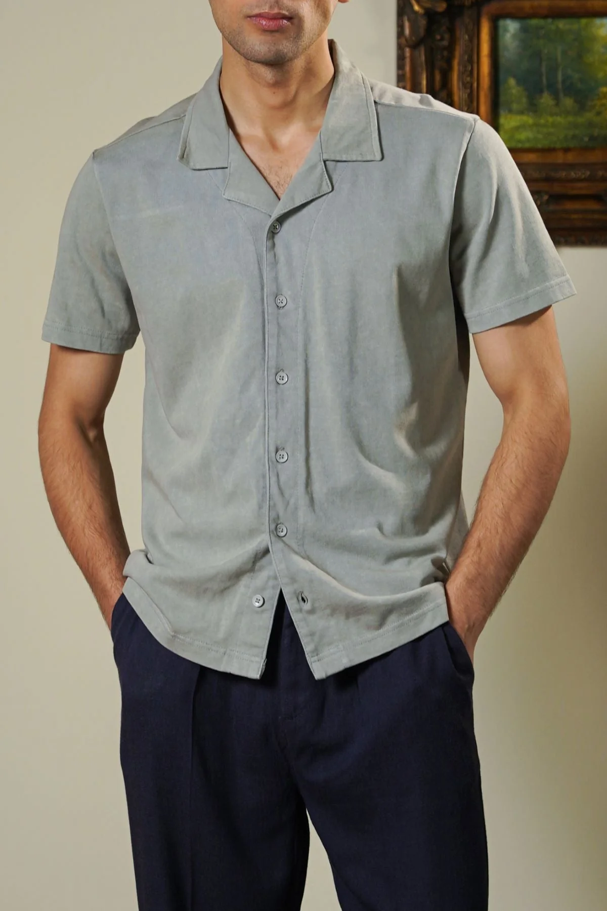 WASHED EFFECT SAFARI SHIRT