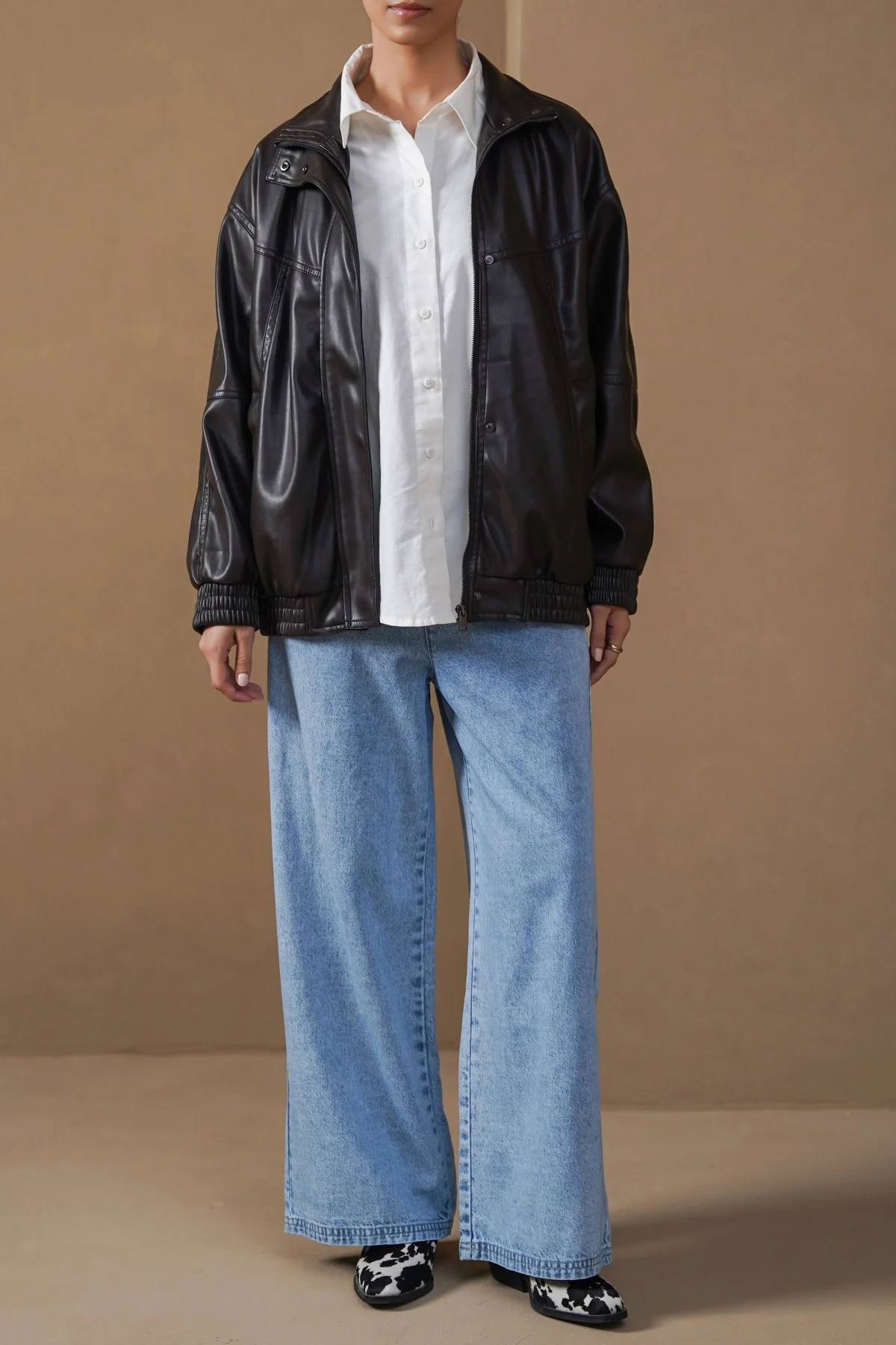 VEGAN LEATHER BOMBER JACKET