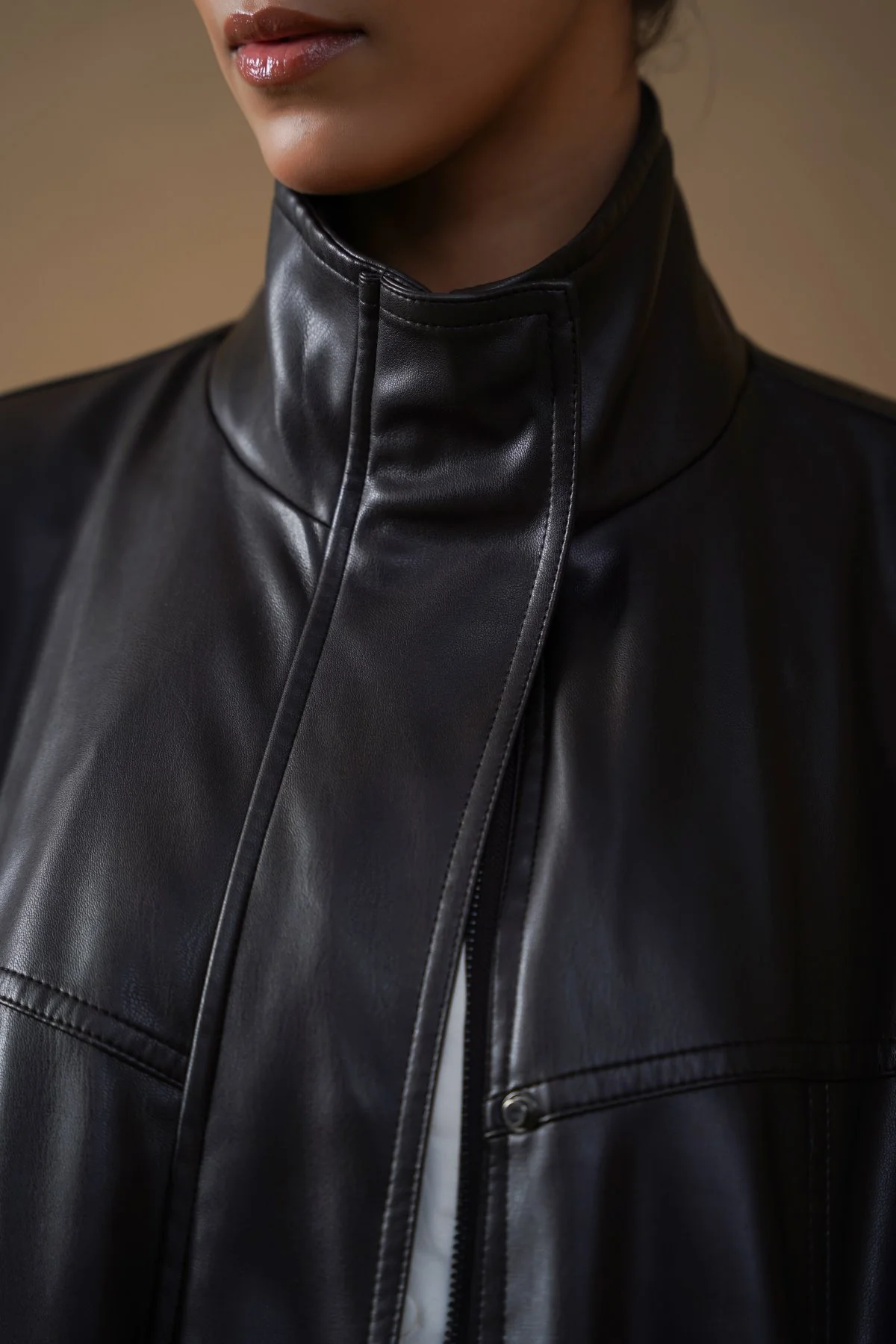 VEGAN LEATHER BOMBER JACKET - Image 2