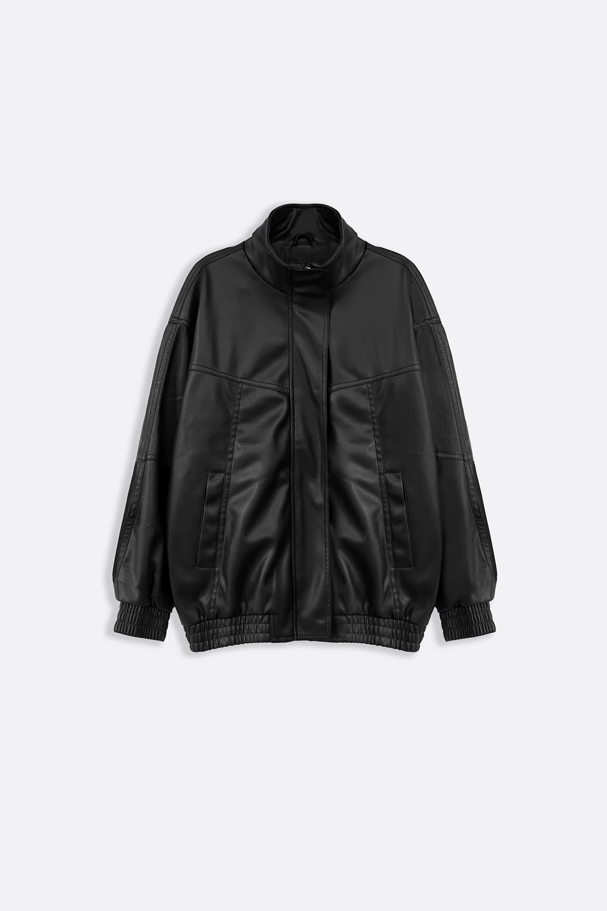 VEGAN LEATHER BOMBER JACKET - Image 4