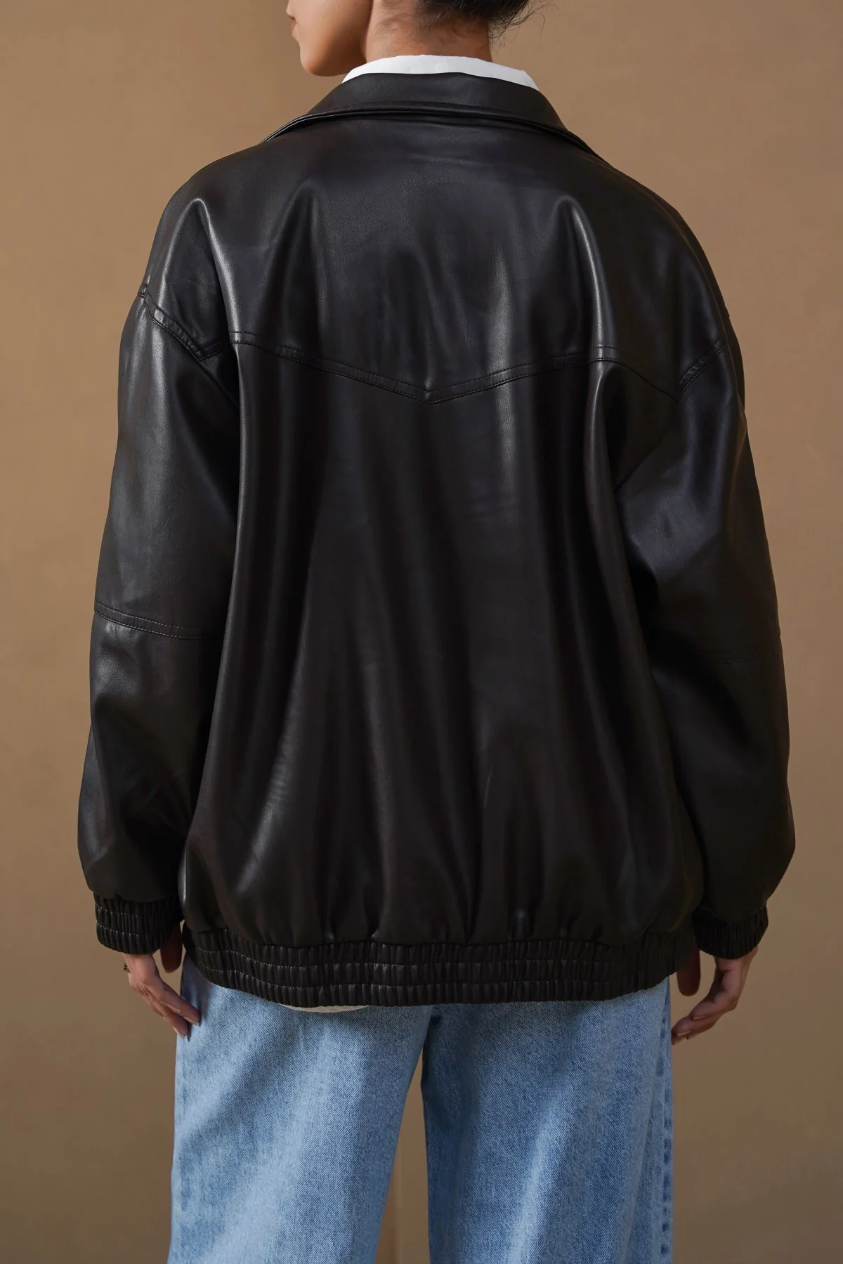 VEGAN LEATHER BOMBER JACKET - Image 5