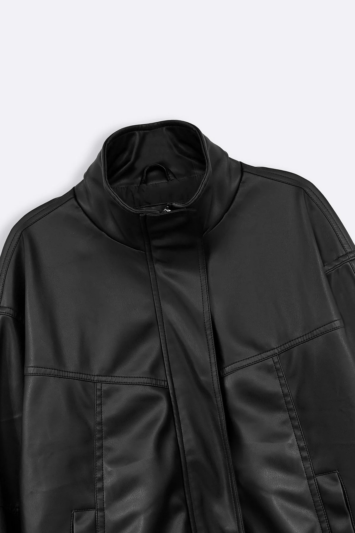VEGAN LEATHER BOMBER JACKET - Image 8